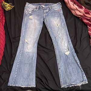 Silver Jeans Light Blue Distressed Flare Jeans